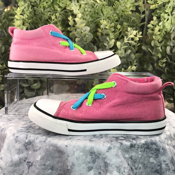 Falls Creek Kids Jasmin Mid Jr Girls 10M Pink Sparkle Canvas Sneakers✨Like NEW✨ - Picture 5 of 8